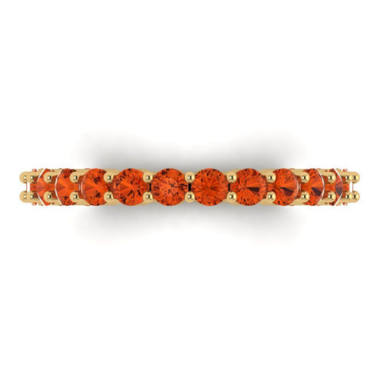 1.2 cttw Simulated Red Diamond Round Cut Yellow Gold Eternity Wedding Band