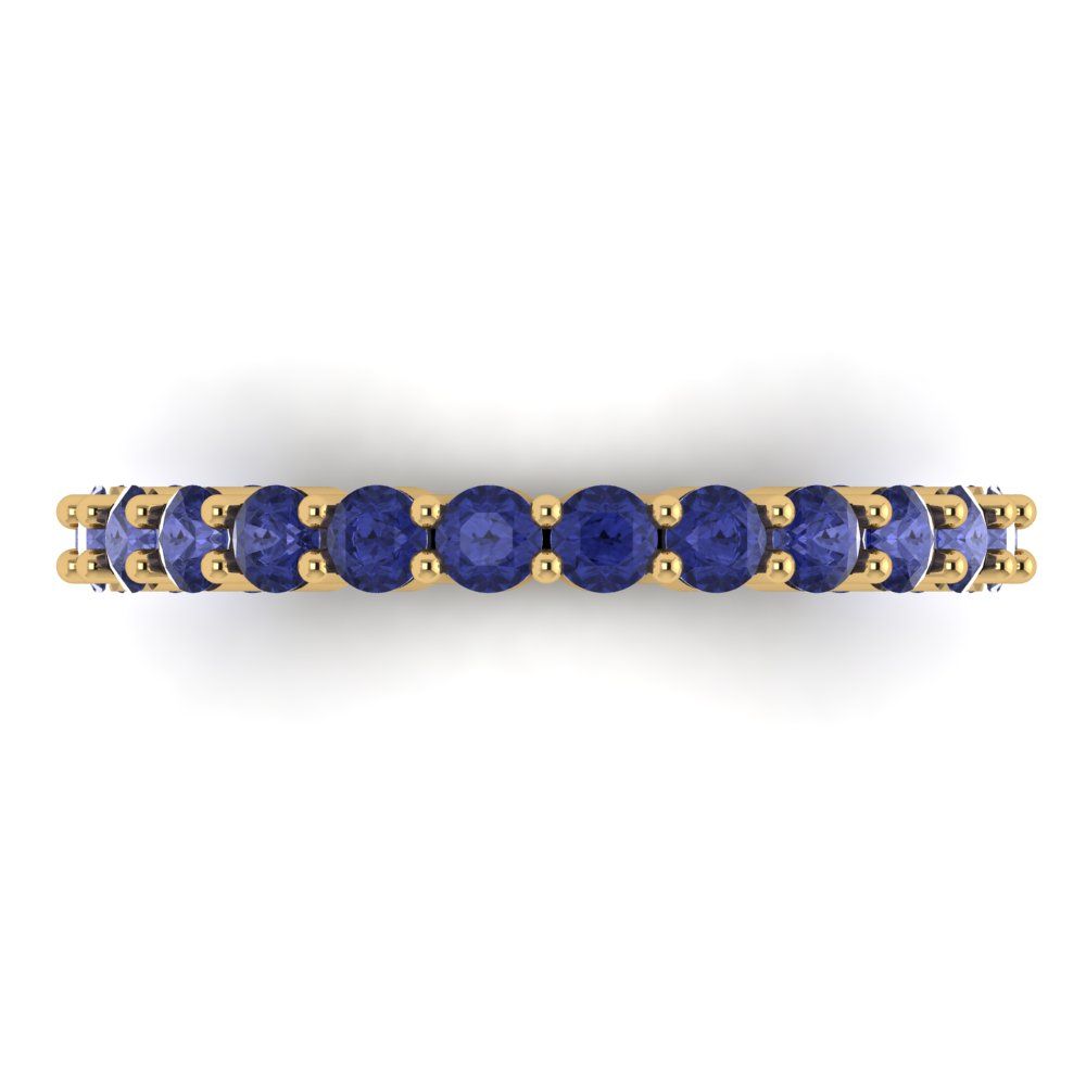 1.2 cttw Simulated Tanzanite Round Cut Yellow Gold Eternity Wedding Band