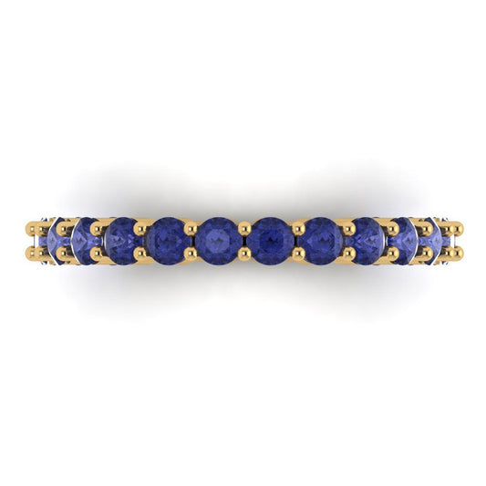 1.2 cttw Simulated Tanzanite Round Cut Yellow Gold Eternity Wedding Band