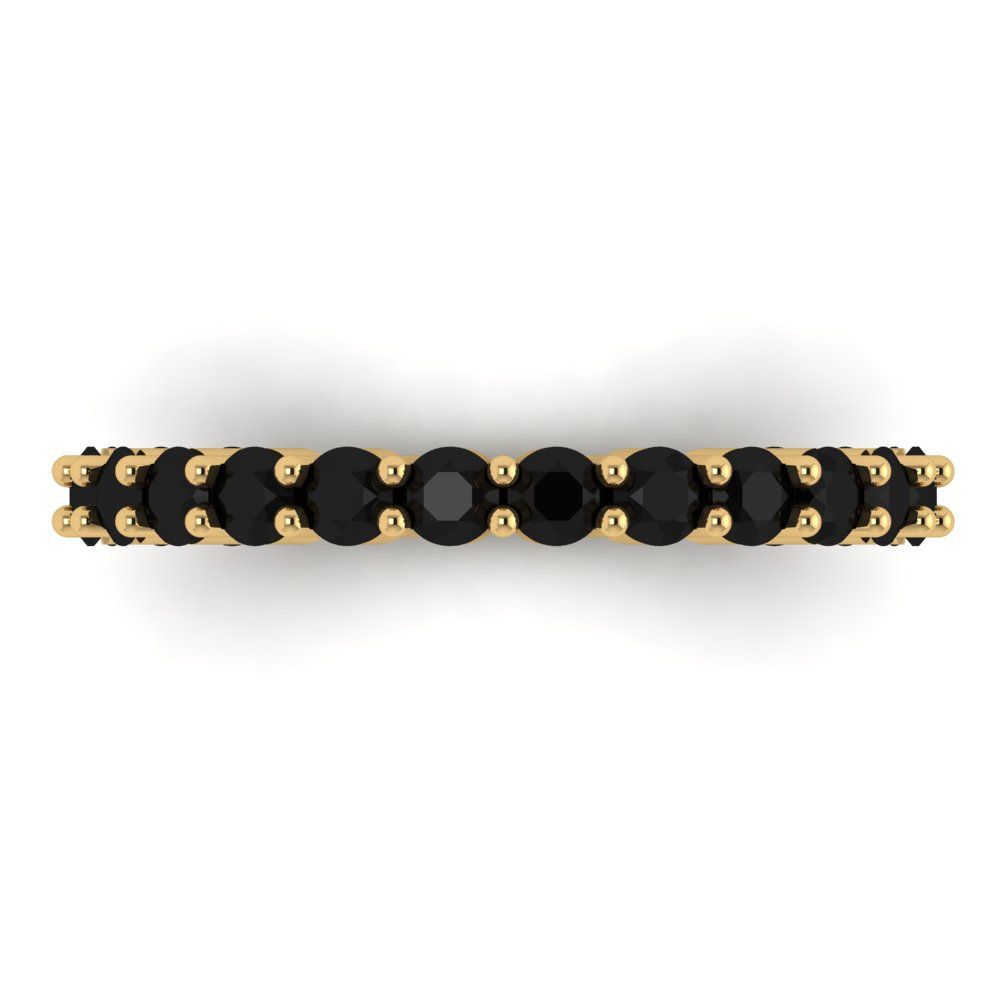 1.2 cttw Natural Onyx Round Cut Yellow Gold Eternity Wedding Band