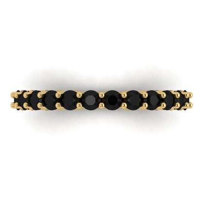 1.2 cttw Natural Onyx Round Cut Yellow Gold Eternity Wedding Band