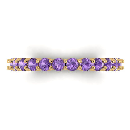 1.2 cttw Simulated Alexandrite Round Cut Yellow Gold Eternity Wedding Band