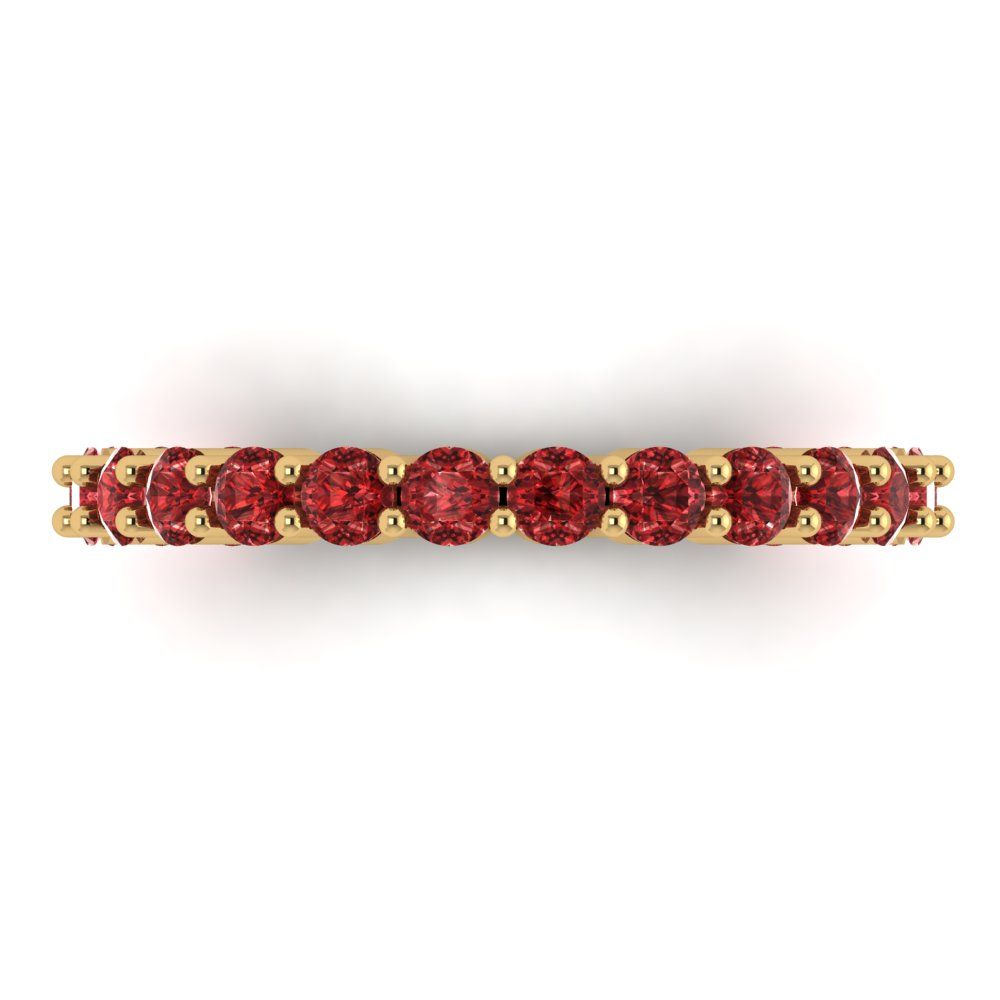 1.2 cttw Natural Garnet Round Cut Yellow Gold Eternity Wedding Band