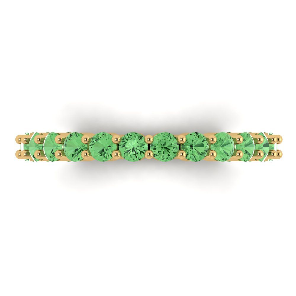 1.2 cttw Simulated Green Diamond Round Cut Yellow Gold Eternity Wedding Band