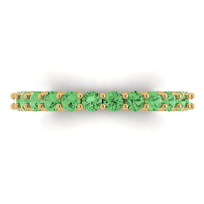 1.2 cttw Simulated Green Diamond Round Cut Yellow Gold Eternity Wedding Band