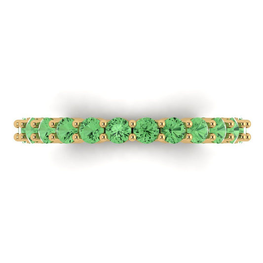 1.2 cttw Simulated Green Diamond Round Cut Yellow Gold Eternity Wedding Band
