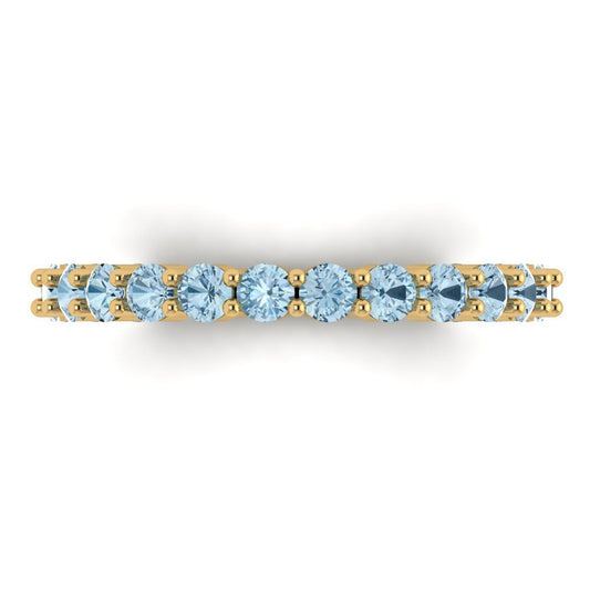1.2 cttw Simulated Blue Diamond Round Cut Yellow Gold Eternity Wedding Band