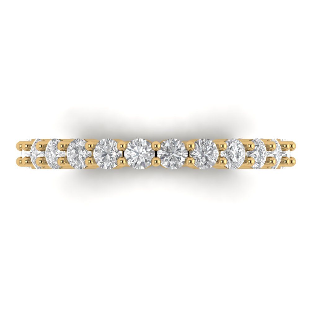1.2 cttw White Sapphire Round Cut Yellow Gold Eternity Wedding Band