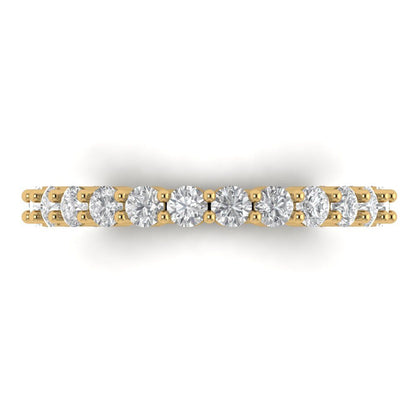 1.2 cttw White Sapphire Round Cut Yellow Gold Eternity Wedding Band