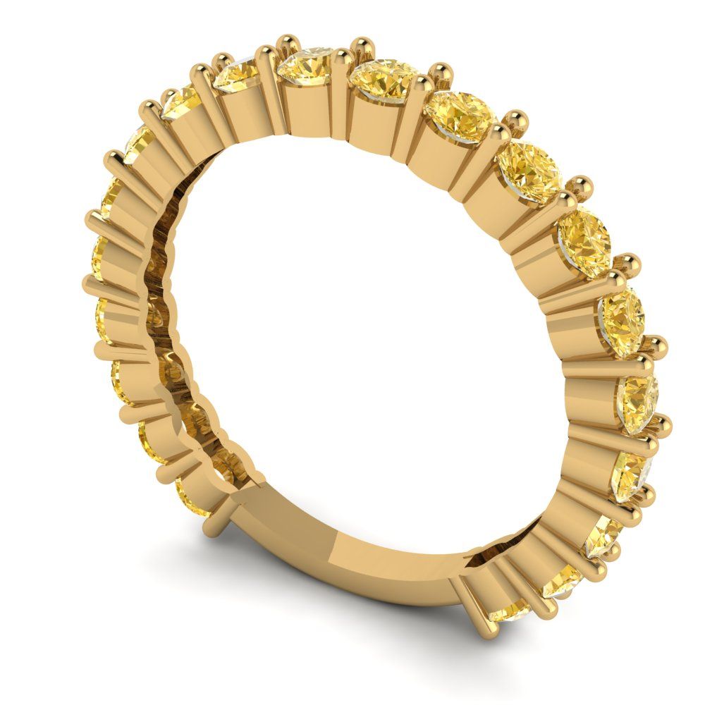 1.2 cttw Natural Citrine Round Cut Yellow Gold Eternity Wedding Band