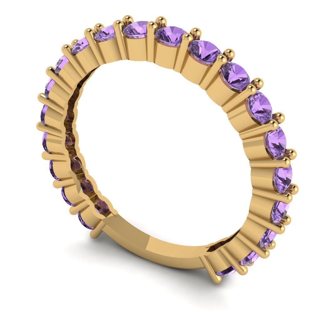 1.2 cttw Simulated Alexandrite Round Cut Yellow Gold Eternity Wedding Band