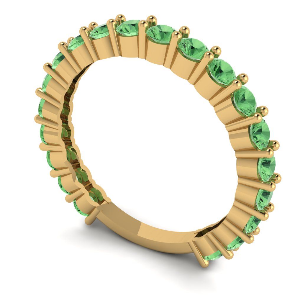 1.2 cttw Simulated Green Diamond Round Cut Yellow Gold Eternity Wedding Band