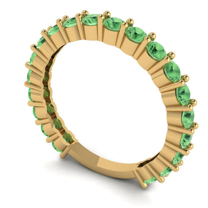 1.2 cttw Simulated Green Diamond Round Cut Yellow Gold Eternity Wedding Band
