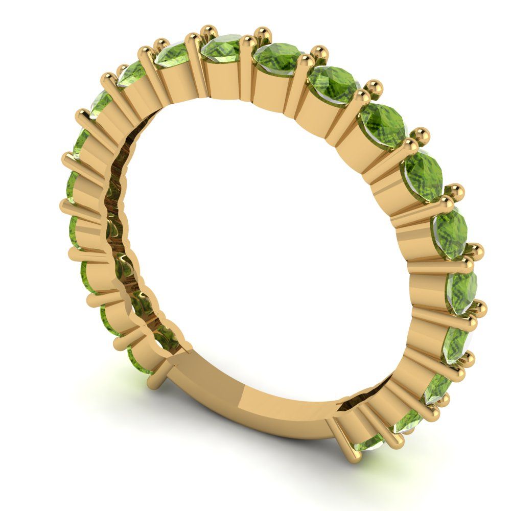 1.2 cttw Natural Peridot Round Cut Yellow Gold Eternity Wedding Band