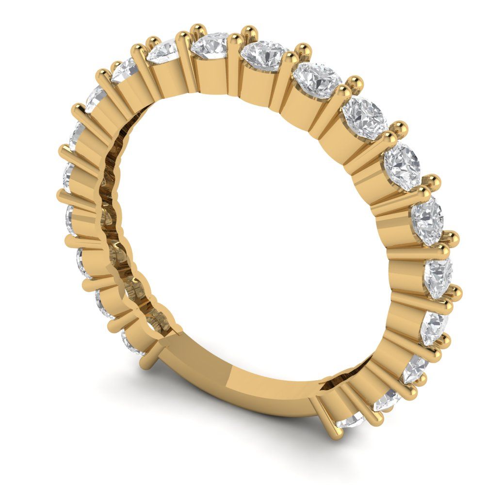 1.2 cttw White Sapphire Round Cut Yellow Gold Eternity Wedding Band