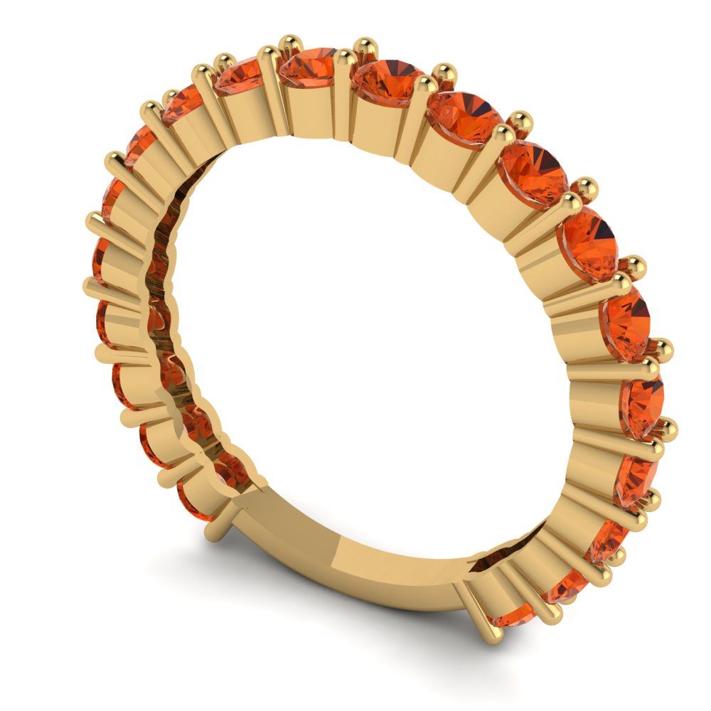1.2 cttw Simulated Red Diamond Round Cut Yellow Gold Eternity Wedding Band