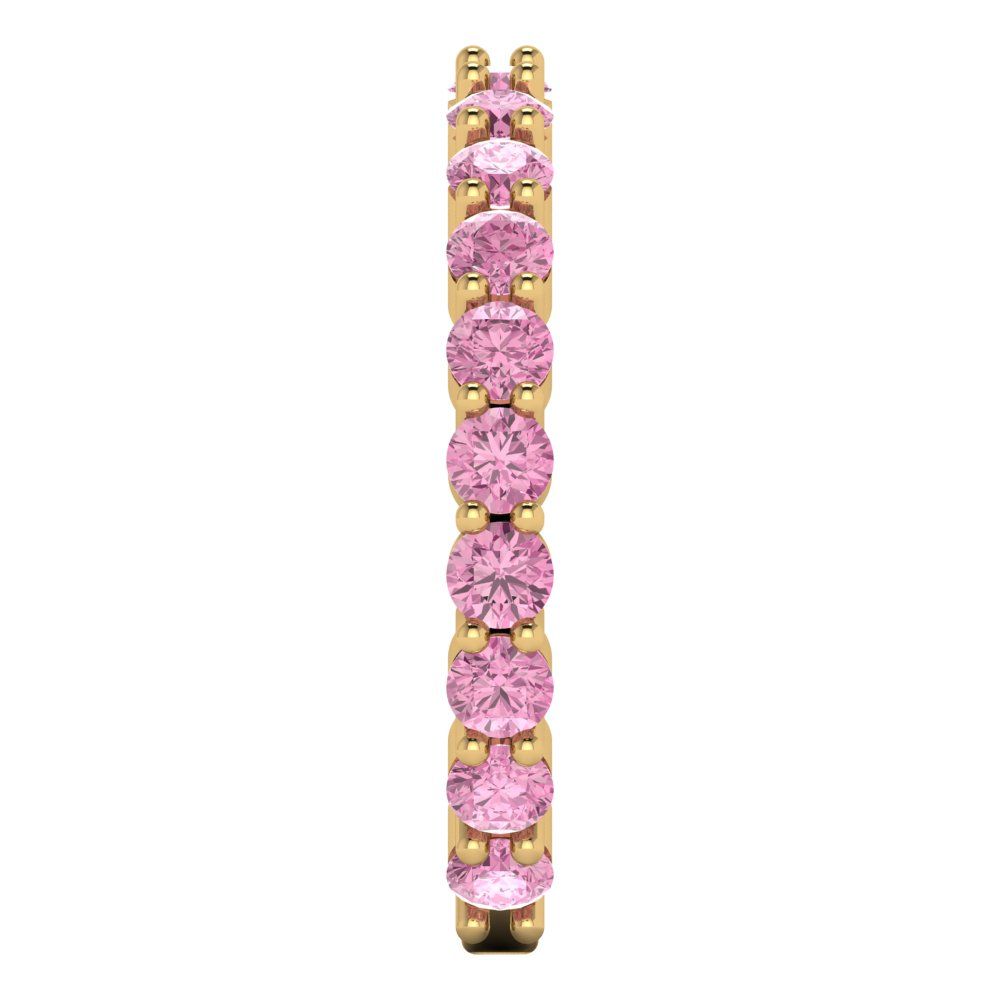 1.2 cttw Simulated Pink Diamond Round Cut Yellow Gold Eternity Wedding Band