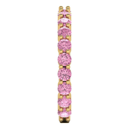1.2 cttw Simulated Pink Diamond Round Cut Yellow Gold Eternity Wedding Band