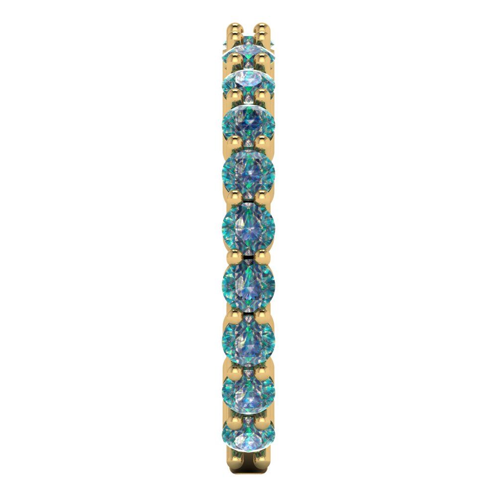 1.2 cttw Blue Moissanite Round Cut Yellow Gold Eternity Wedding Band