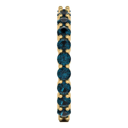 1.2 cttw Natural London Blue Topaz Round Cut Yellow Gold Eternity Wedding Band