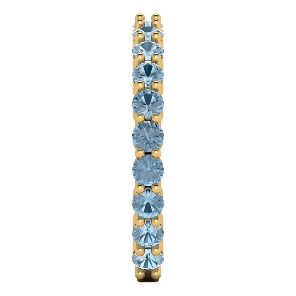 1.2 cttw Natural Swiss Blue Topaz Round Cut Yellow Gold Eternity Wedding Band