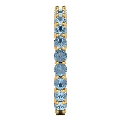 1.2 cttw Natural Swiss Blue Topaz Round Cut Yellow Gold Eternity Wedding Band