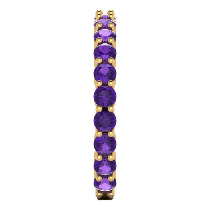 1.2 cttw Natural Amethyst Round Cut Yellow Gold Eternity Wedding Band