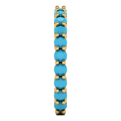 1.2 cttw Simulated Turquoise Round Cut Yellow Gold Eternity Wedding Band