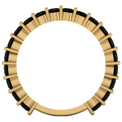 1.2 cttw Natural Onyx Round Cut Yellow Gold Eternity Wedding Band