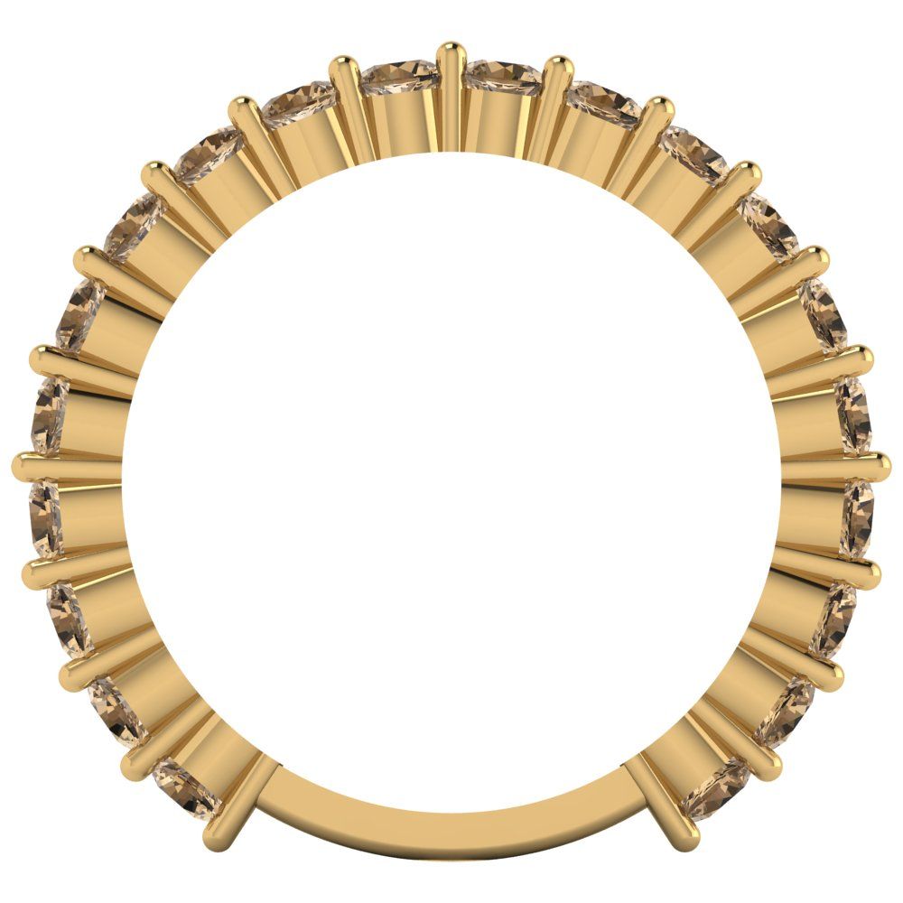 1.2 cttw Simulated Champagne Diamond Round Cut Yellow Gold Eternity Wedding Band