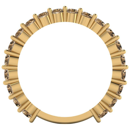 1.2 cttw Simulated Champagne Diamond Round Cut Yellow Gold Eternity Wedding Band