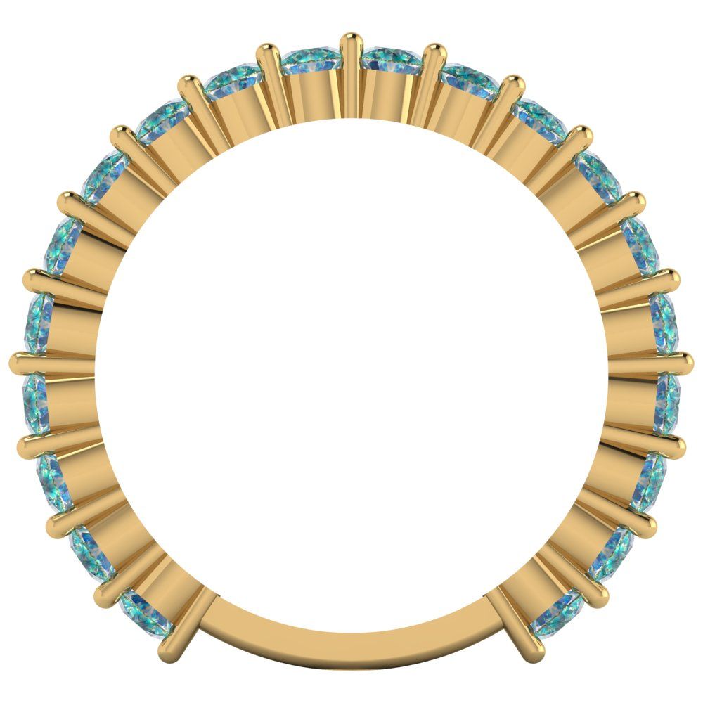 1.2 cttw Blue Moissanite Round Cut Yellow Gold Eternity Wedding Band