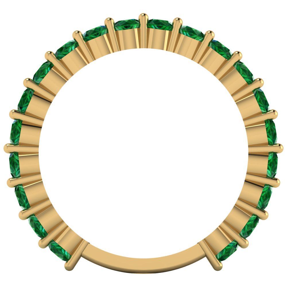 1.2 cttw Simulated Emerald Round Cut Yellow Gold Eternity Wedding Band