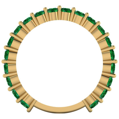 1.2 cttw Simulated Emerald Round Cut Yellow Gold Eternity Wedding Band
