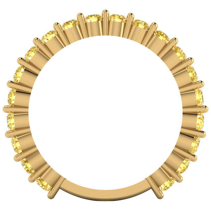 1.2 cttw Simulated Yellow Diamond Round Cut Yellow Gold Eternity Wedding Band