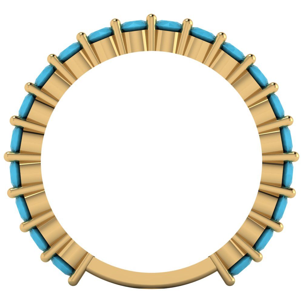 1.2 cttw Simulated Turquoise Round Cut Yellow Gold Eternity Wedding Band