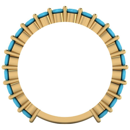 1.2 cttw Simulated Turquoise Round Cut Yellow Gold Eternity Wedding Band