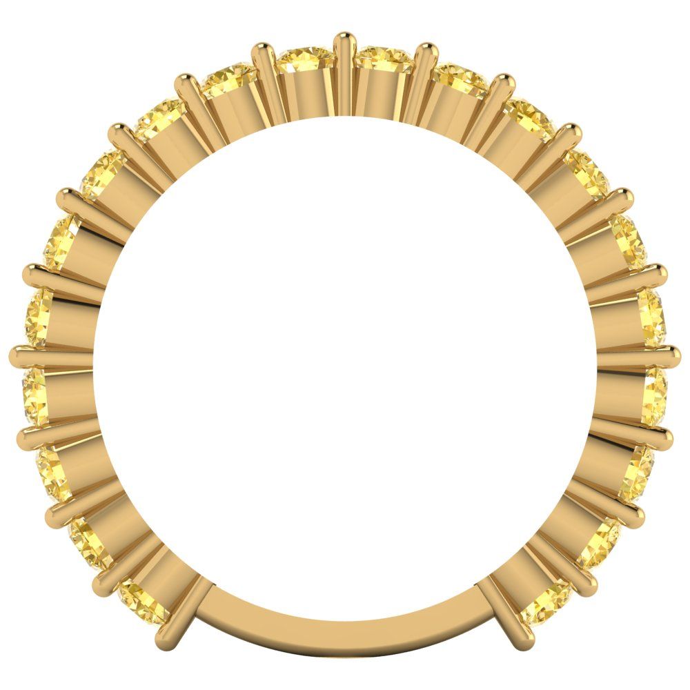 1.2 cttw Natural Citrine Round Cut Yellow Gold Eternity Wedding Band