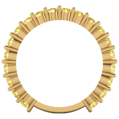 1.2 cttw Natural Citrine Round Cut Yellow Gold Eternity Wedding Band