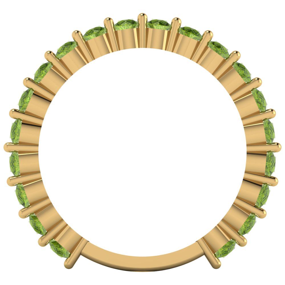 1.2 cttw Natural Peridot Round Cut Yellow Gold Eternity Wedding Band