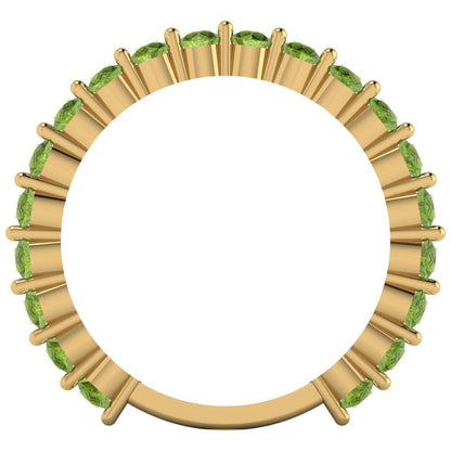 1.2 cttw Natural Peridot Round Cut Yellow Gold Eternity Wedding Band