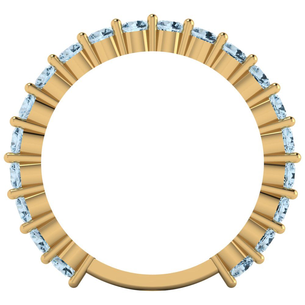 1.2 cttw Natural Aquamarine Round Cut Yellow Gold Eternity Wedding Band