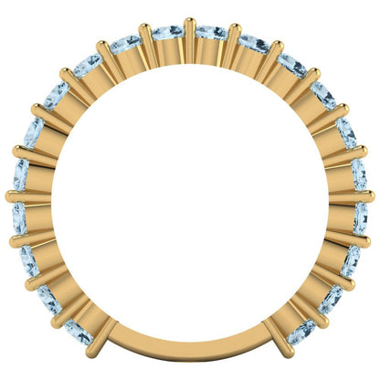 1.2 cttw Natural Aquamarine Round Cut Yellow Gold Eternity Wedding Band