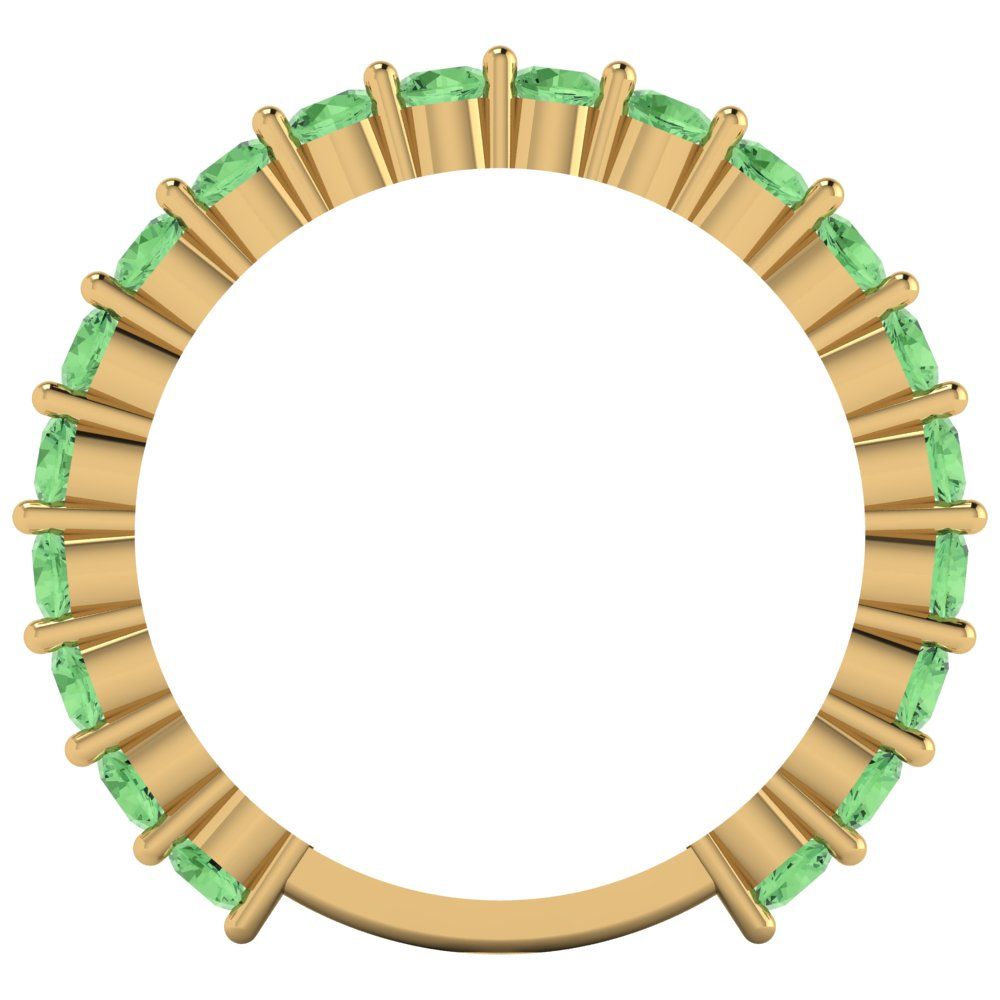 1.2 cttw Simulated Green Diamond Round Cut Yellow Gold Eternity Wedding Band