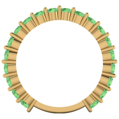 1.2 cttw Simulated Green Diamond Round Cut Yellow Gold Eternity Wedding Band