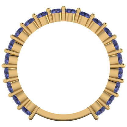 1.2 cttw Simulated Tanzanite Round Cut Yellow Gold Eternity Wedding Band