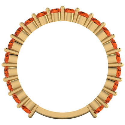 1.2 cttw Simulated Red Diamond Round Cut Yellow Gold Eternity Wedding Band