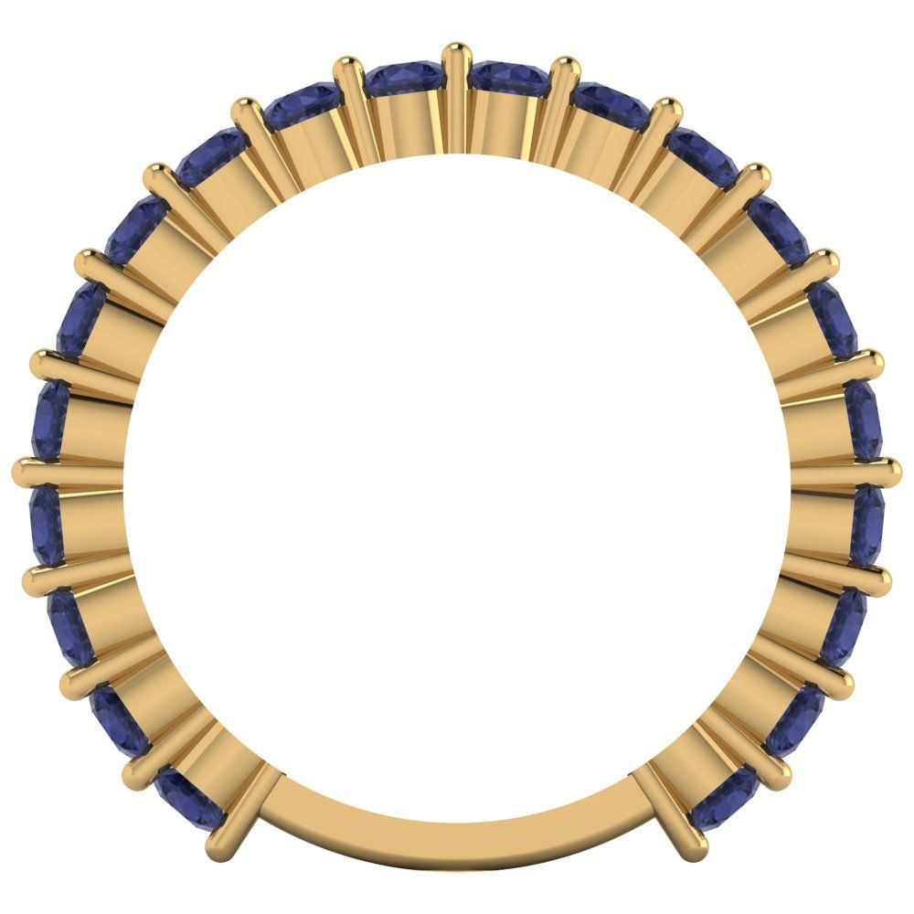 1.2 cttw Simulated Blue Sapphire Round Cut Yellow Gold Eternity Wedding Band