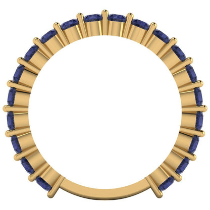 1.2 cttw Simulated Blue Sapphire Round Cut Yellow Gold Eternity Wedding Band