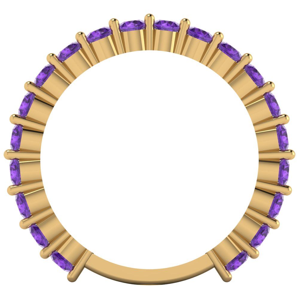 1.2 cttw Natural Amethyst Round Cut Yellow Gold Eternity Wedding Band